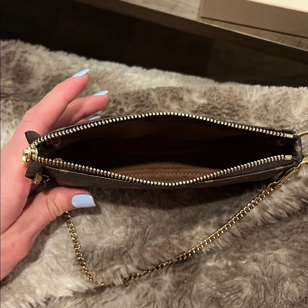 Louis Vuitton Monogram Brown Wristlet with Gold Chain - Picture 6 of 9